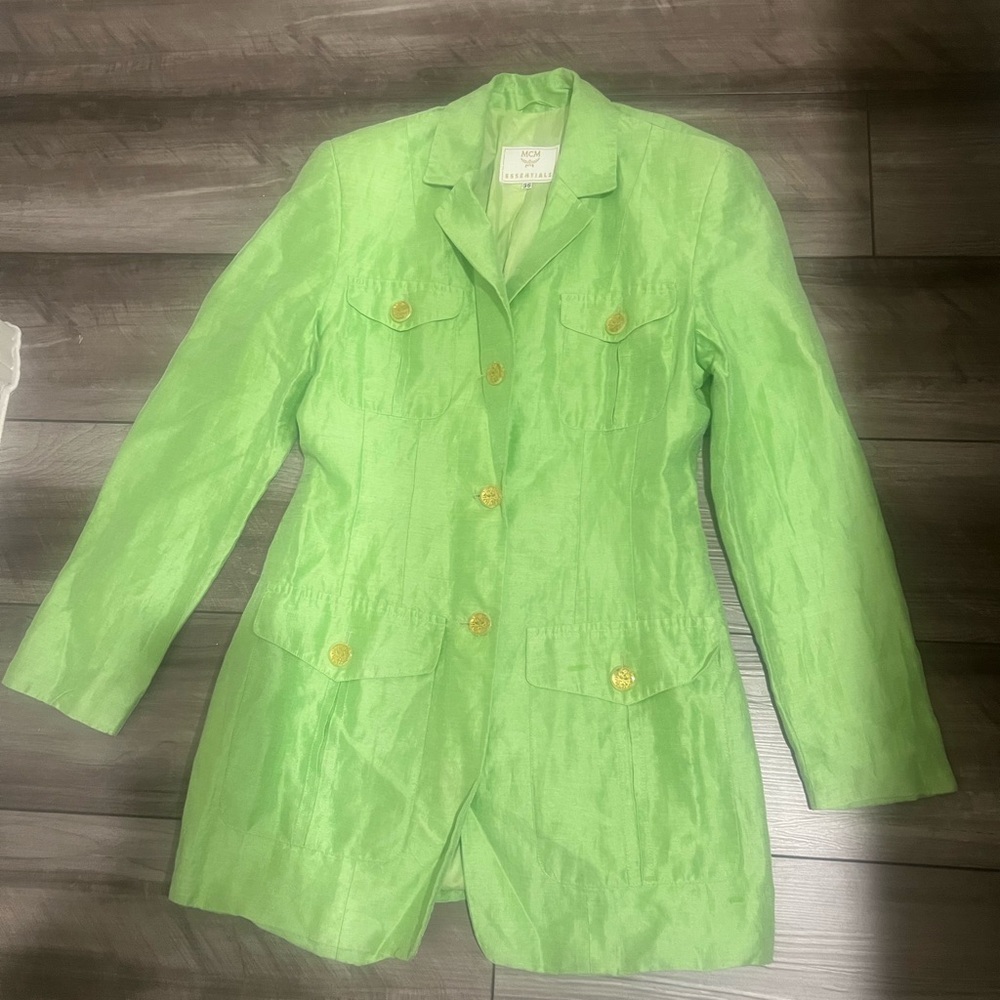 MCM Lime Green Tailored Blazer Jacket